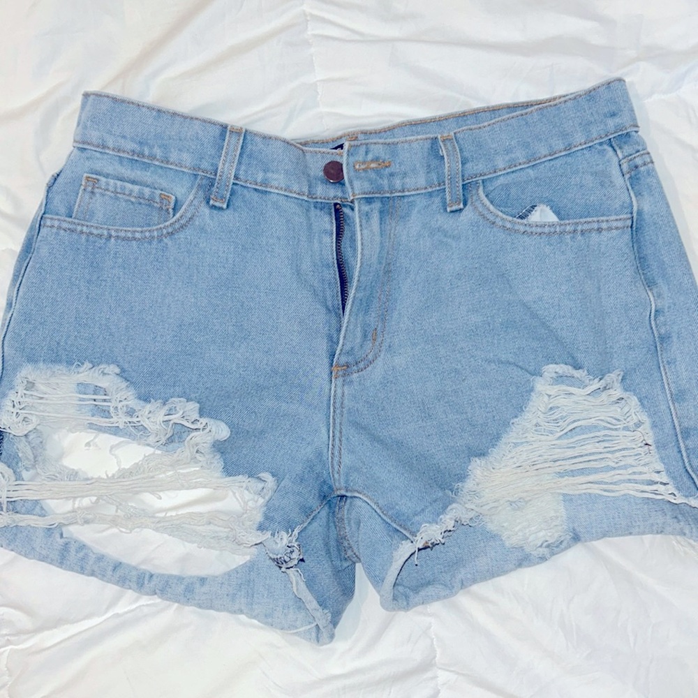 Fashion nova ripped denim shorts